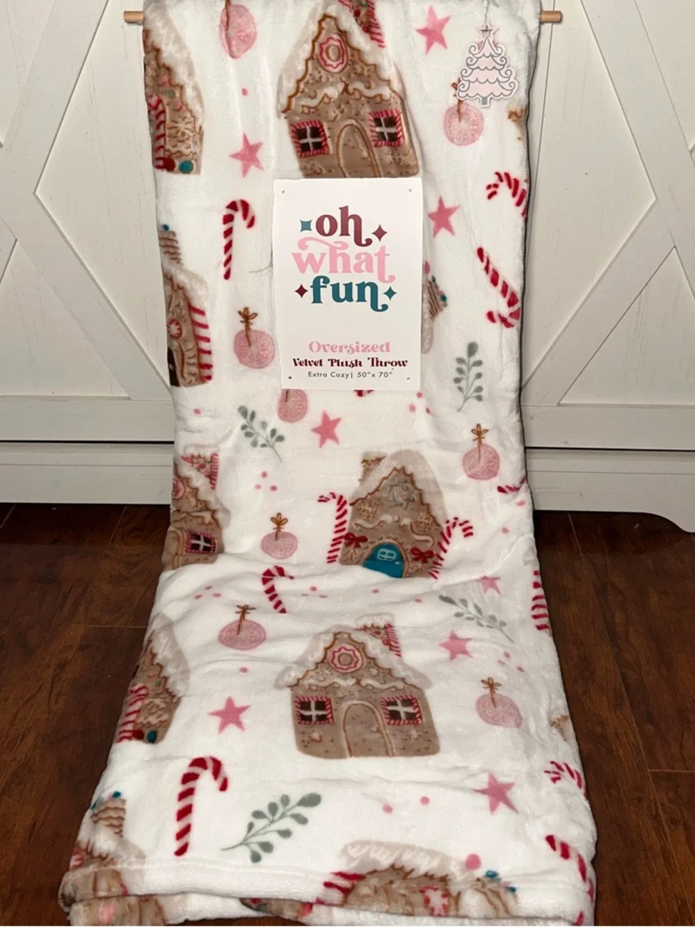 Holiday Gingerbread House Plush Throw Blanket